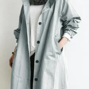 Minimalist Trench Coat Oversized Hooded Design - Product showcase