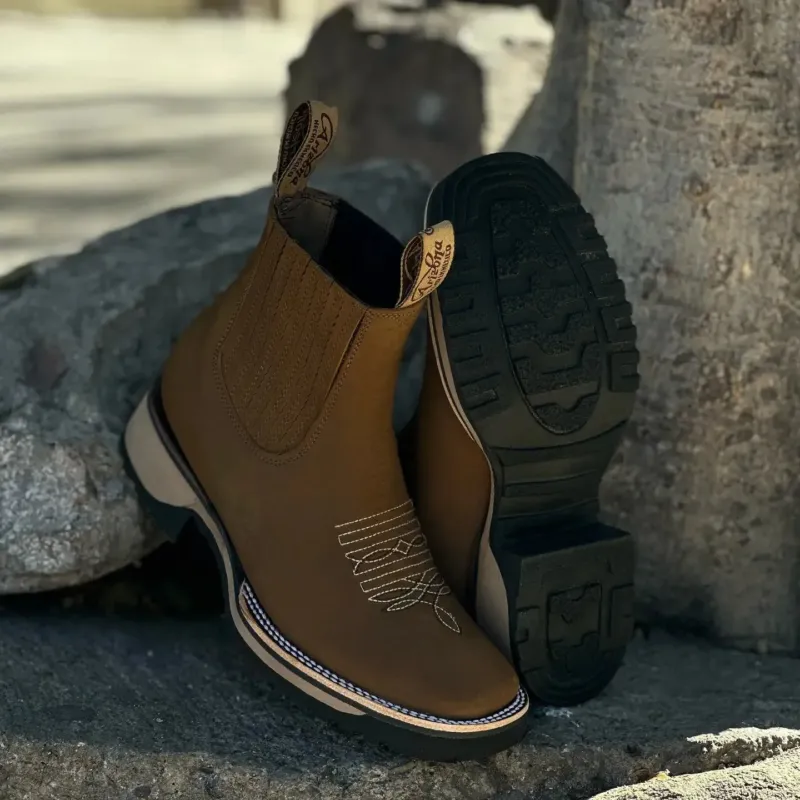 Western Leather Boots Classic Chelsea Cowboy Design - Product showcase