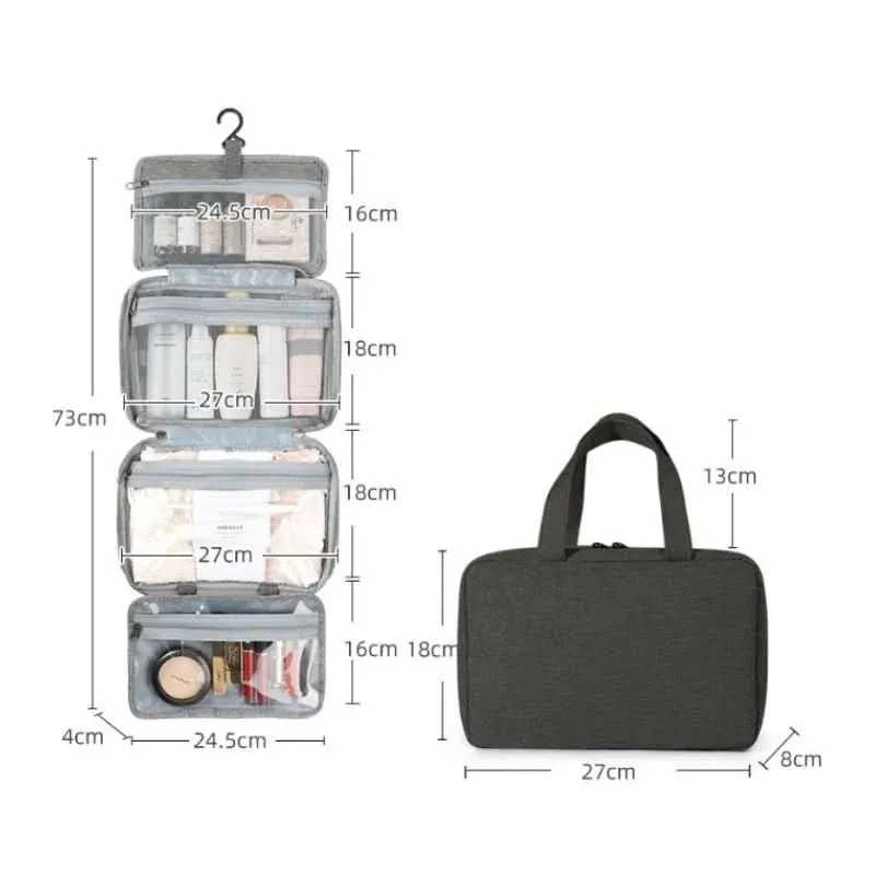 Travel Cosmetic Organizer 4 Compartment Hanging Design - Product showcase