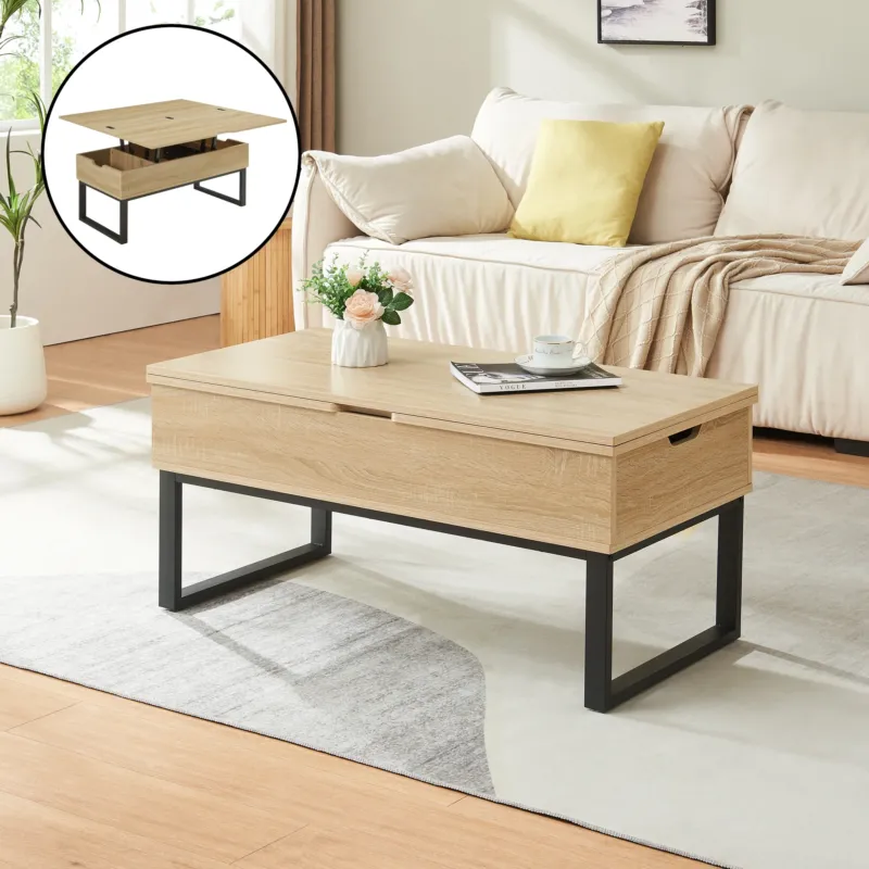 Couchtisch Rauli mit Hebeplatte und Stauraum 100x50x47 cm [en.casa]
