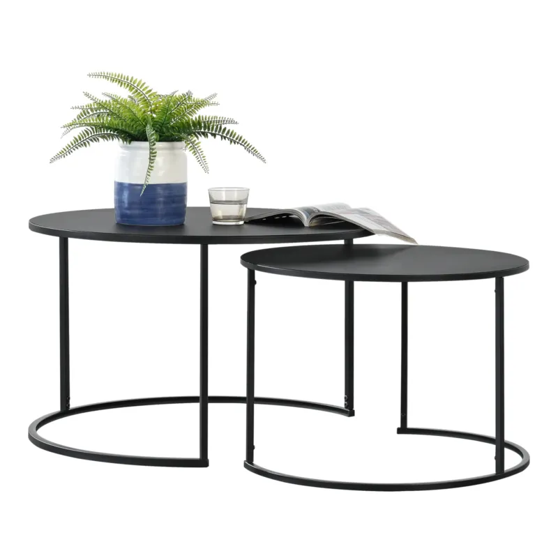 Couchtischset Korenica 2er - Set max. 20 - 20 kg Rund Schwarz [en.casa] - premiumXL
