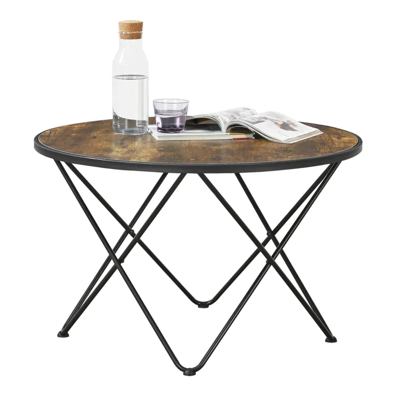 Couchtisch Goskamark 80x50 cm Stahlgestell Dunkler Holzton [en.casa] - premiumXL