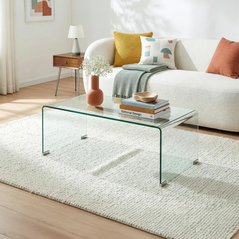 Couchtisch Väsas 90x45x35 cm gehärtetes Glas [en.casa]