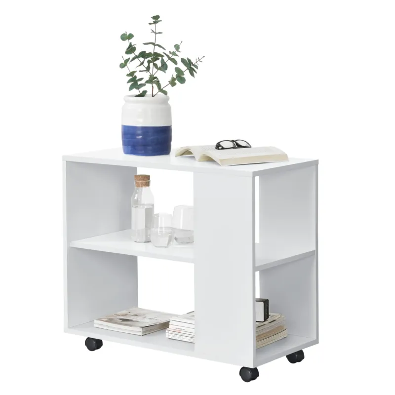 Couchtisch Älvdalen 60x70x35 cm zusätzliche Ablage u. feststellbaren Rollen Weiß en.casa - premiumXL
