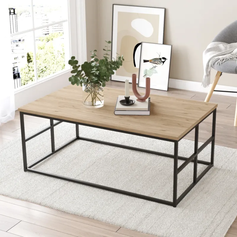 Couchtisch Velendi 100x60x40 cm Eichenoptik/Schwarz [en.casa] - premiumXL