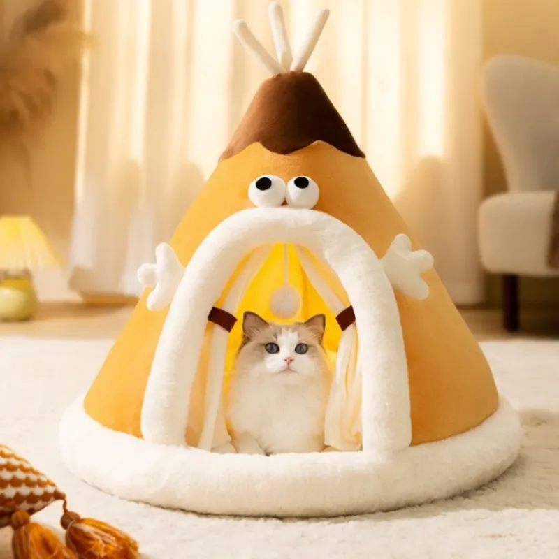 Cat Tent Bed Soft Fleece Heated Pet Cave - Product showcase