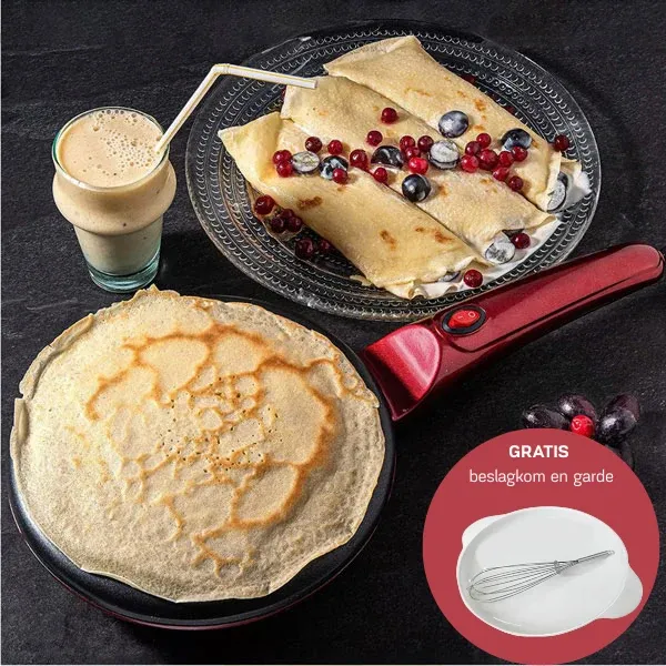 Electric Crepe Maker Non-Stick 20cm Pancake Pan with Temperature Control - Product showcase