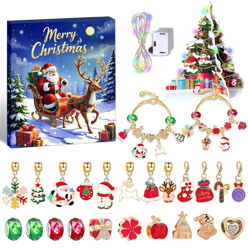 Christmas Countdown Bracelet 24-Day Advent Calendar Charms - Product showcase