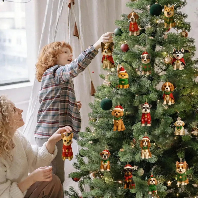 Christmas Dog Advent Calendar 24 Festive Puppy Ornaments - Product example