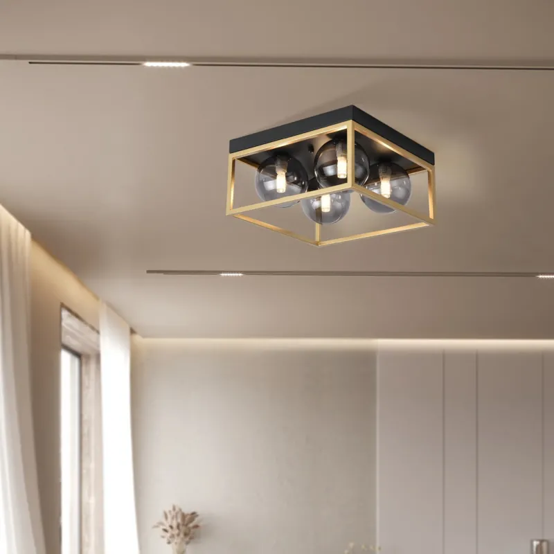 Deckenleuchte Widnes Schwarz / Goldfarben [lux.pro] - premiumXL