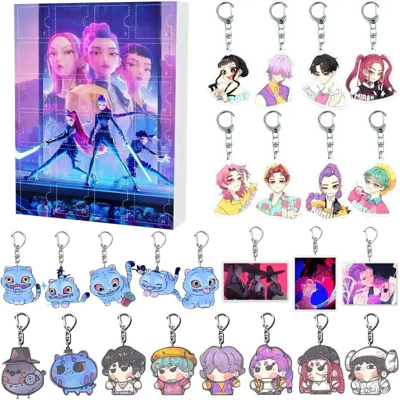 Dark Fantasy Advent Calendar 24 Anime Character Keychains - Product showcase