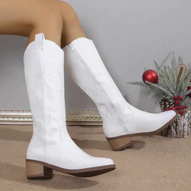 Western Denim Boots Classic Embroidered Cowgirl Design - Product detail 4