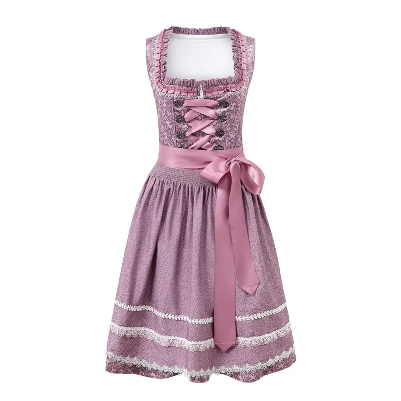Traditional Dirndl Dress Lace Trimmed Oktoberfest Costume - Product showcase