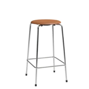 Dot Barhocker m. 4 ben, Walnuss Leder af Arne Jacobsen