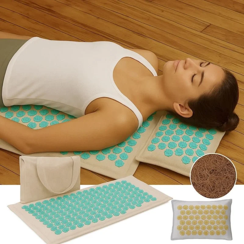 Acupressure Mat Set Eco-Friendly Pain Relief with Pillow and Carry Bag - Detailed view