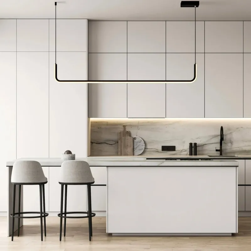 Modern Linear Pendant Light Black LED Bar Design - Product showcase