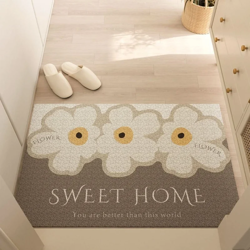 Floral Welcome Mat Sweet Home Daisy Print Non-Slip - Product showcase