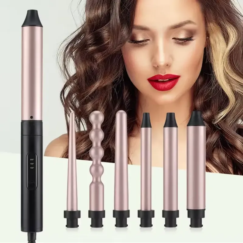 Professional Hair Curling Set 6-in-1 Interchangeable Styling Wands - Product showcase