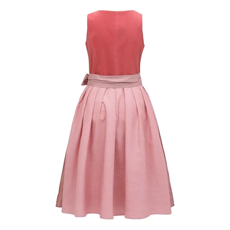 Traditional Dirndl Dress Vintage Rose Cotton With Bow Apron - Product example