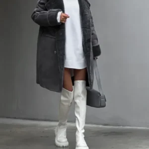 Plus Size Winter Coat Plush Lapel Fur-Lined Design - Product showcase