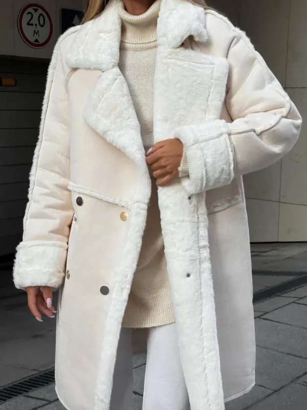 Plus Size Winter Coat Plush Lapel Fur-Lined Design - Product detail 4