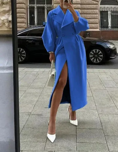 Elegant Winter Wool Coat Double Breasted with Structured Lapel - Product example