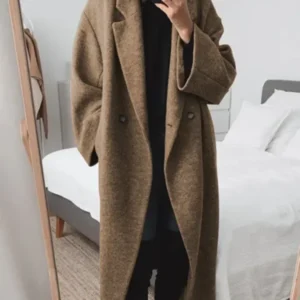 Oversized Winter Coat Double-Breasted Longline Wool Design - Product showcase
