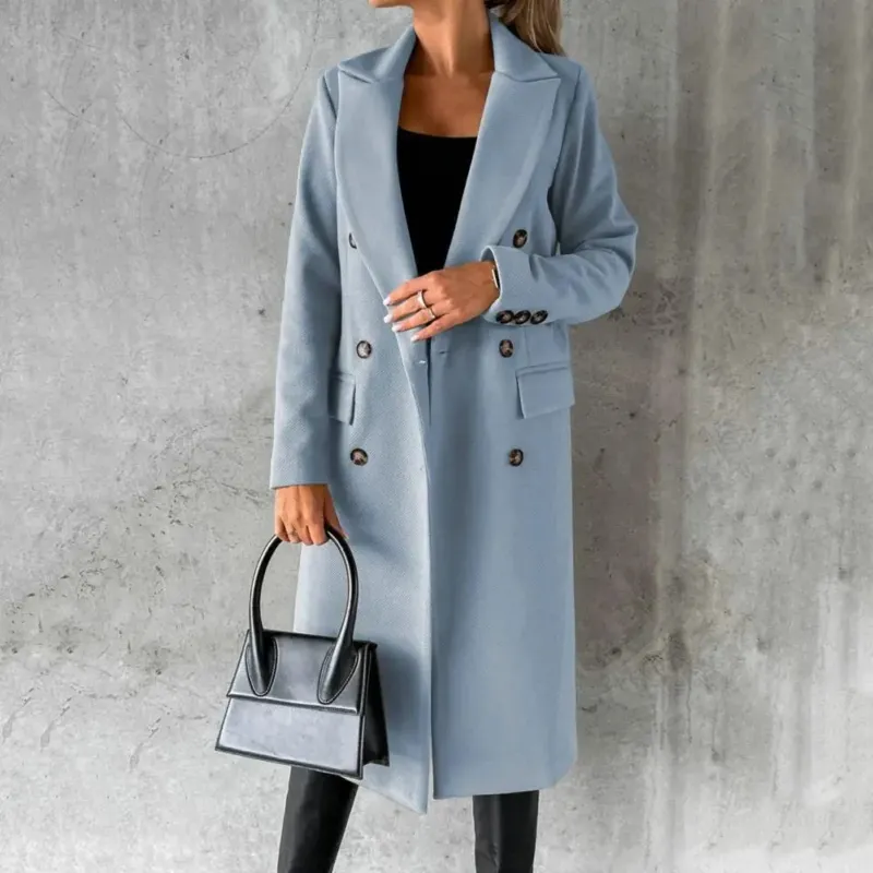 Classic Womens Trench Coat Double-Breasted Tailored Design - Detailed view