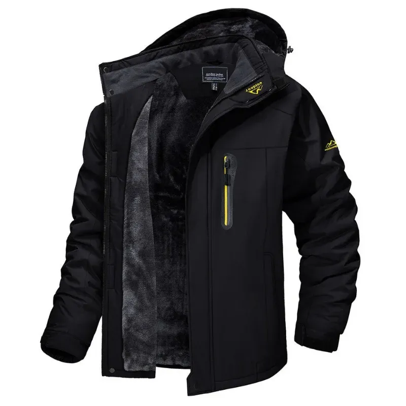 Mens Winter Parka Waterproof Fleece Lined Heavy Duty Jacket - Detailed view