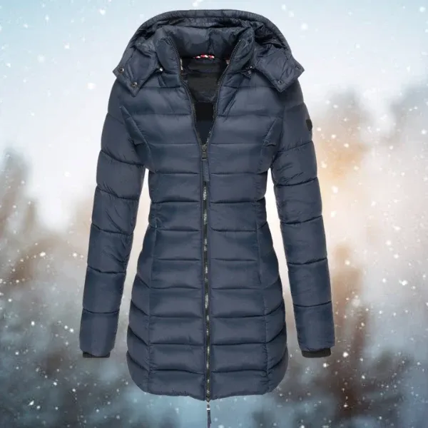 Winter Puffer Coat Hooded Long Length Quilted Design - Product showcase