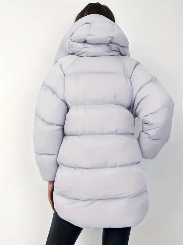 Womens Short Puffer Jacket Black Quilted Winter Coat - Product detail 4