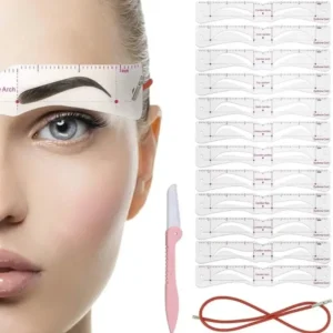 Augenbrauen Schablonen Set – 12 Formen mit verstellbarem Elastikband