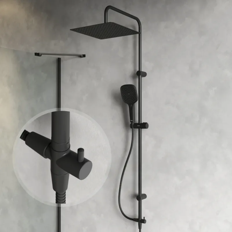 Duschsystem Play mit Regendusche, Schwarz – F078X022