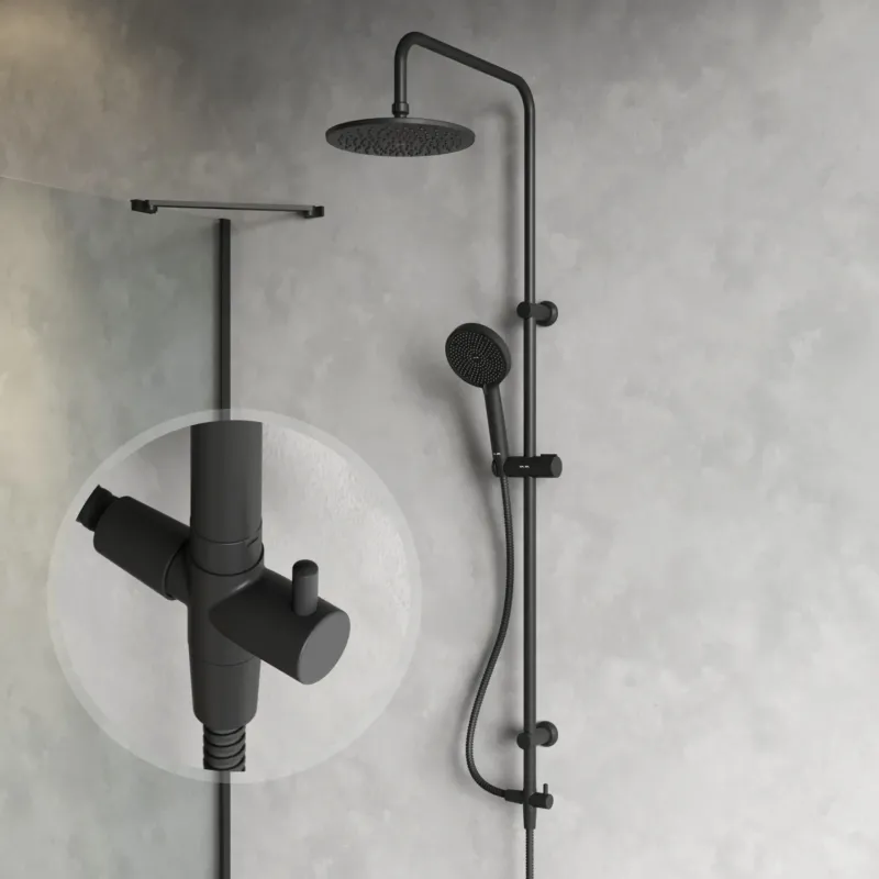 Duschsystem Play mit Regendusche, Schwarz – F078Y022