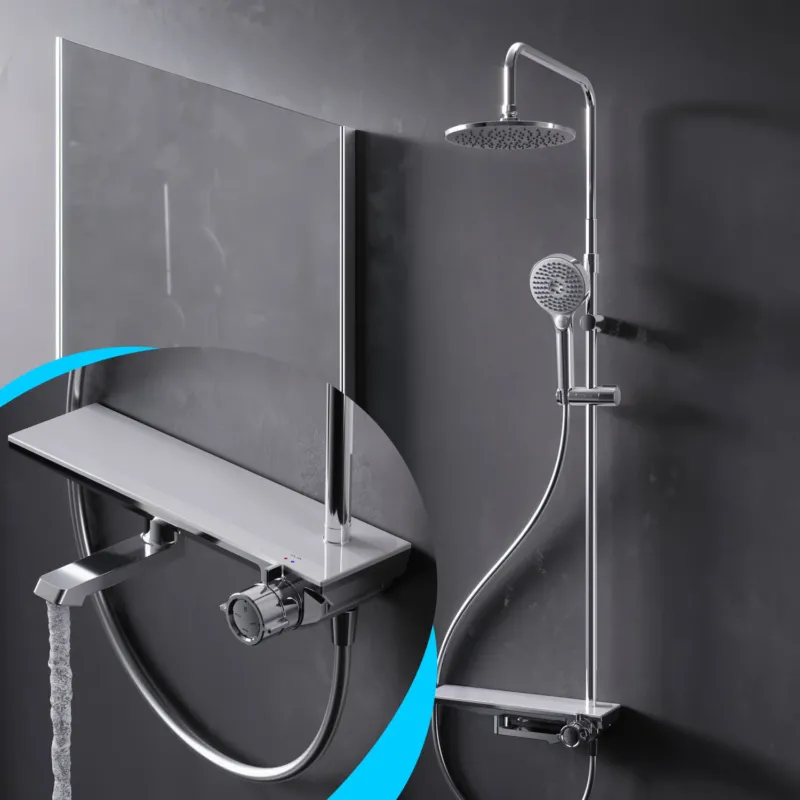 Duschsystem Flash mit Regendusche und Regalmischer – F079H700