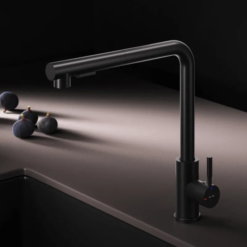 Küchenarmatur X-Joy S mit schwenkbarem und ausziehbarem Auslauf, Schwarz – F85B05522