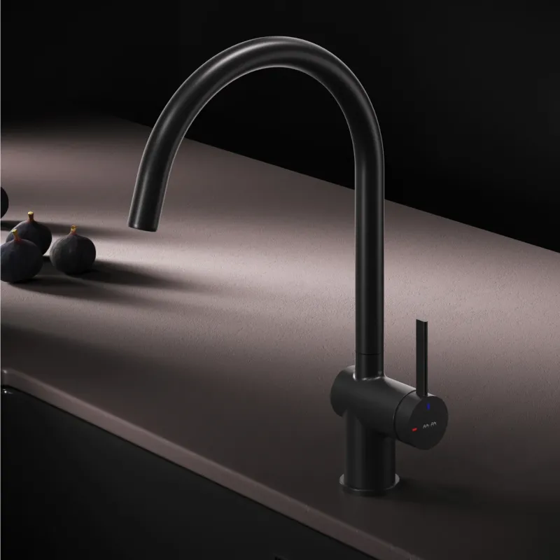 Küchenarmatur Func mit schwenkbarem Auslauf und EcoStart, Schwarz – F8F07022