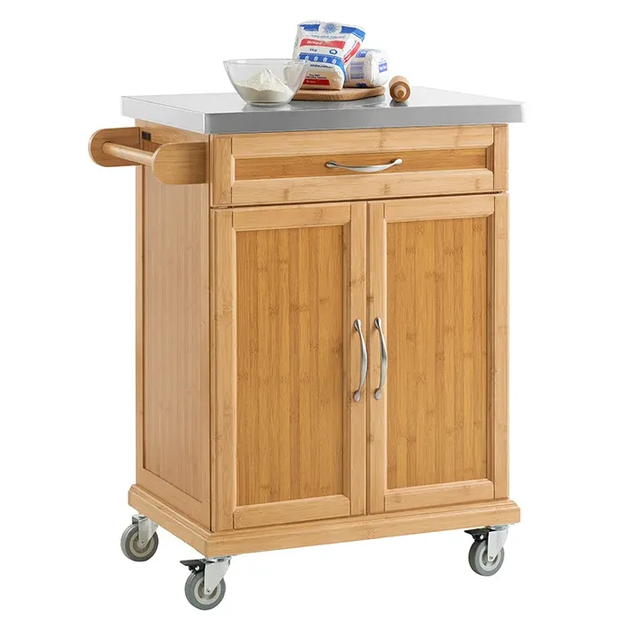 SoBuy | Küchenwagen | Küchenschrank Bambus | Servierwagen | FKW13-N