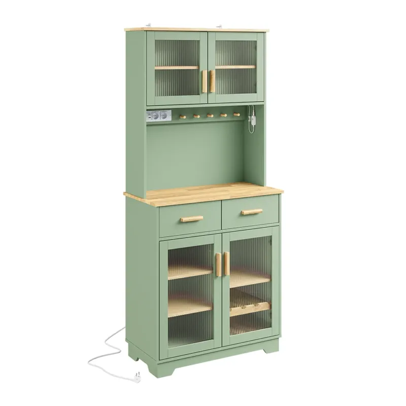 SoBuy | Hochschrank Küchenschrank freistehend Grün | 78×38×180 cm | FSB108-E-GR