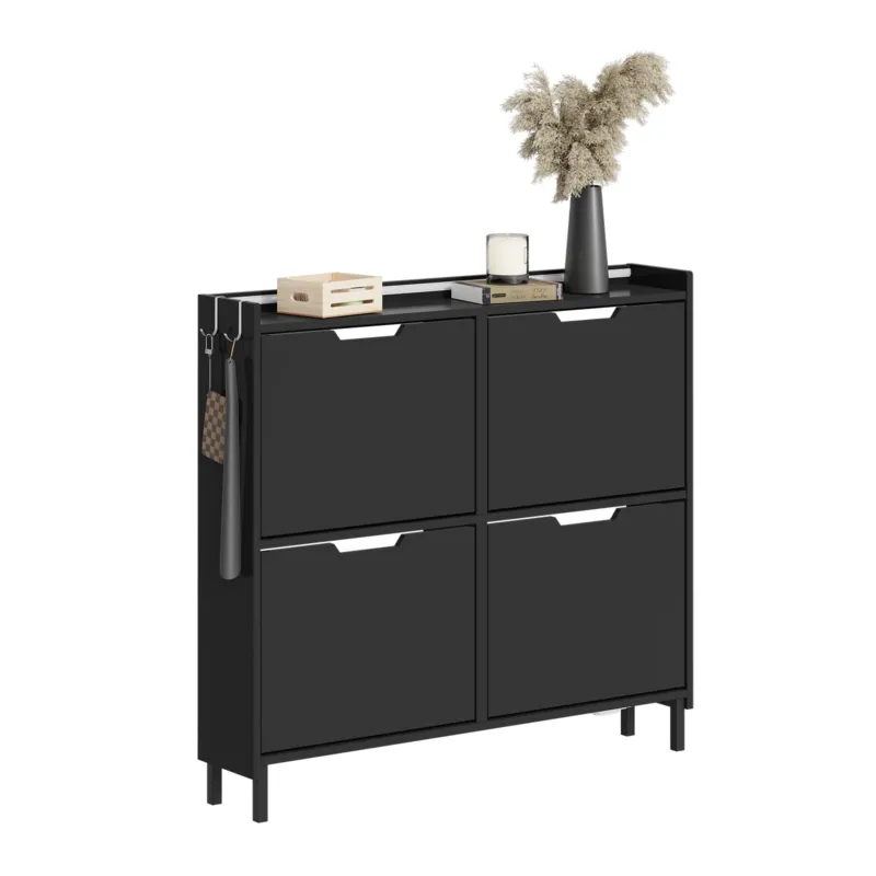 SoBuy | Schuhschrank Schmal Hängend mit Sensorlicht und 19 cm Tiefe | Schwarz | FSR100-E-SCH