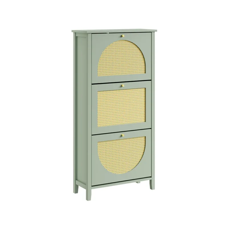 SoBuy | Flurschränke | Schuhschrank schmal hoch mit 3 Klapptüren | Green | FSR222-GR