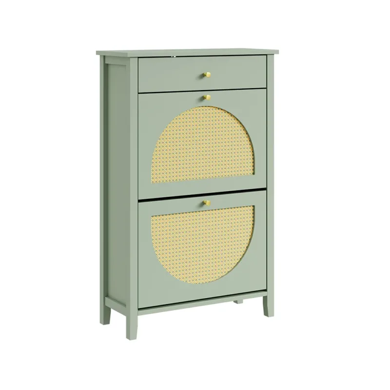 SoBuy | Flurschränke | Schuhschrank schmal hoch mit Schublade | Green | 62×25×97 cm | FSR223-GR