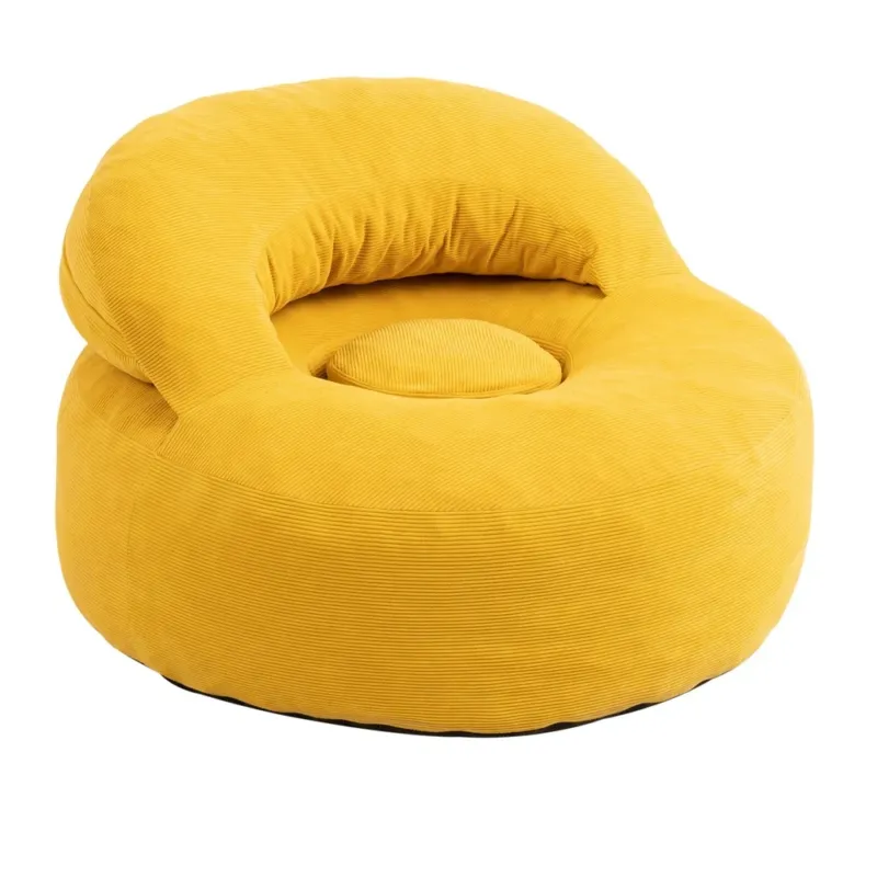 SoBuy | Sofa | Skandinavischer Sessel in Gelb mit Fußhocker | Yellow | 110×125×65 cm | FST100-Y
