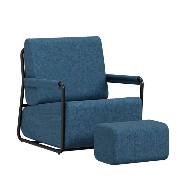 SoBuy | Sofa | Sessel mit Hocker Dunkelblau | Dark Blue | 59.5×67×78 cm | FST99-B
