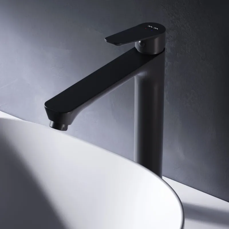 FTA92022 Bad Armatur Hit Waschtischarmatur mit hohem Auslauf Wasserhahn, Schwarz ampm-store.de