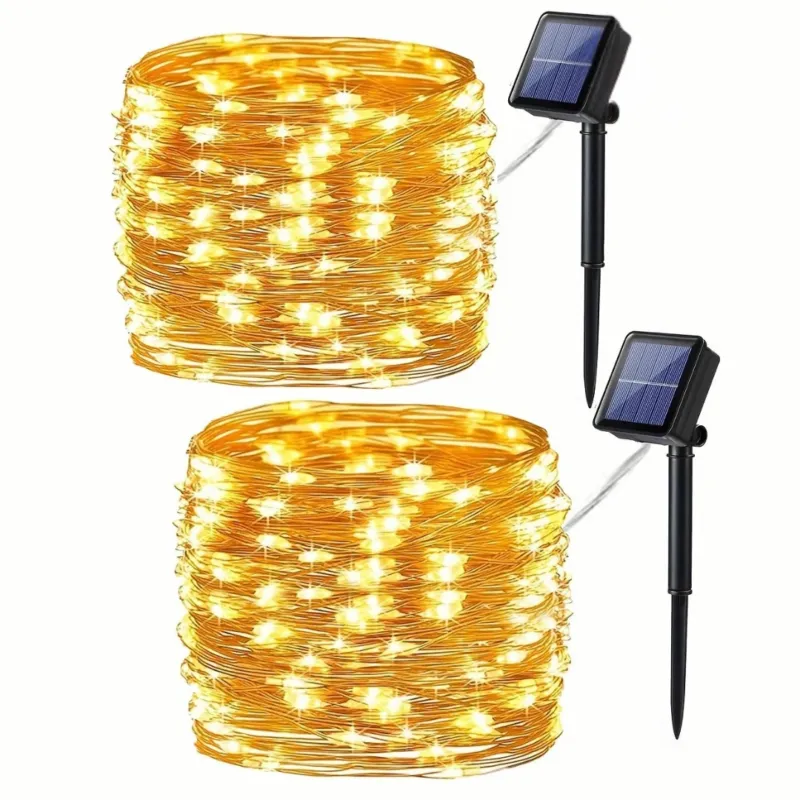 Solar Fairy String Lights Warm White LED with Dual Solar Panels - Product showcase