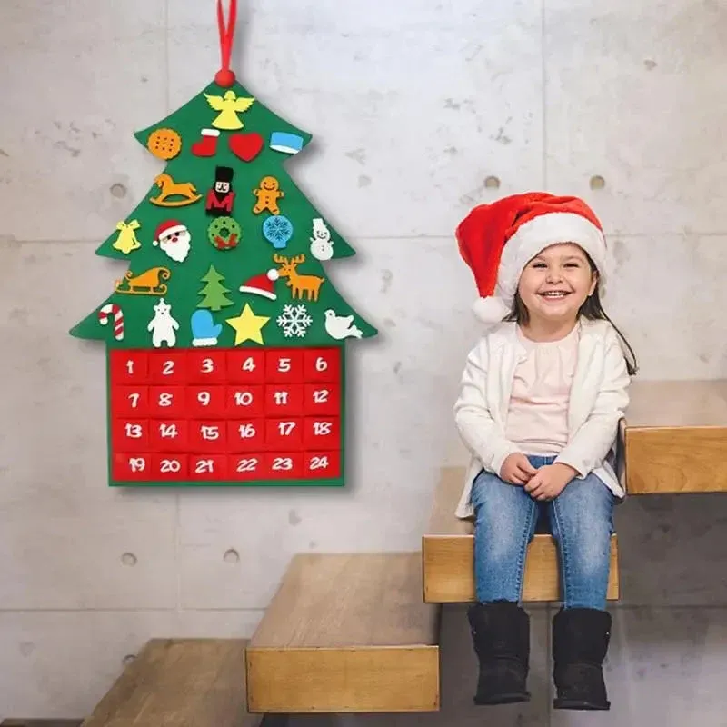 Christmas Advent Calendar Felt Tree With 24 Pockets - Product example