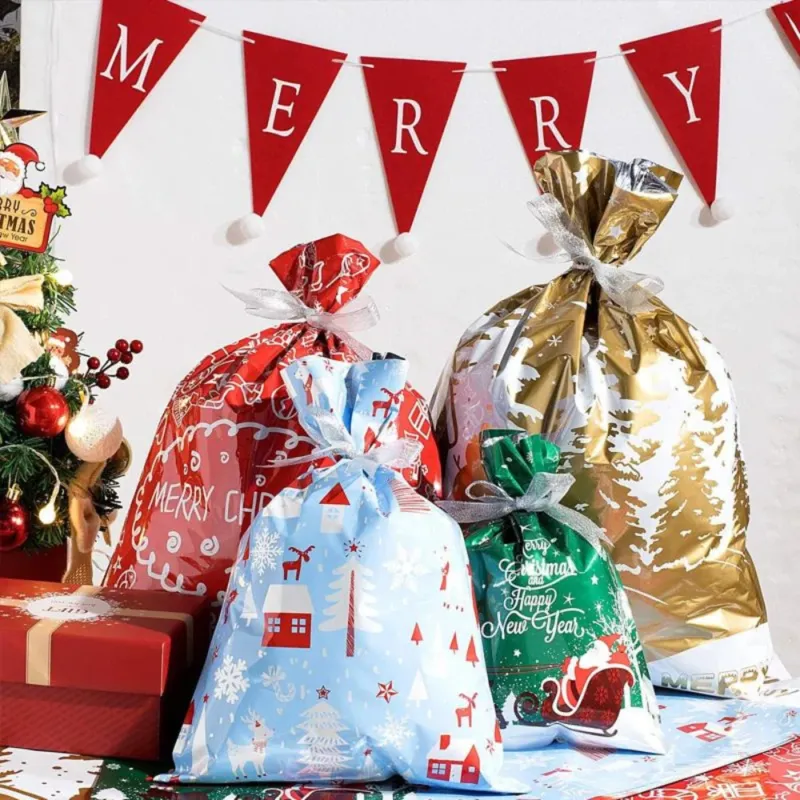Christmas Gift Bags Reusable Foil Holiday Wrapping Set - Product example