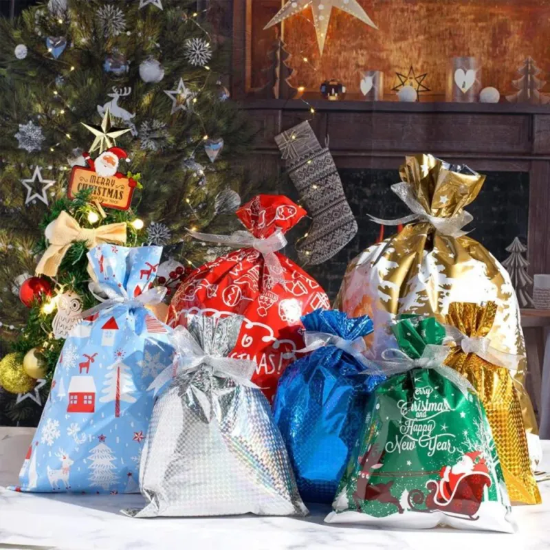 Christmas Gift Bags Reusable Foil Holiday Wrapping Set - Product detail 4