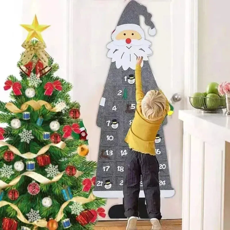 Santa Claus Advent Calendar Felt Wall Hanging With 24 Pockets - Product example